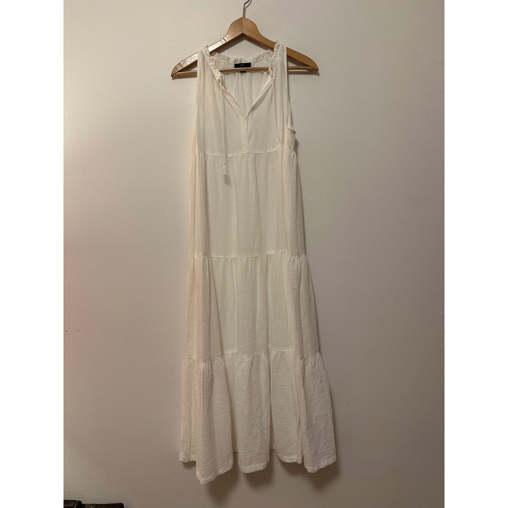 J. Crew White Cotton Gauze Tiered Maxi Dress | Size Small